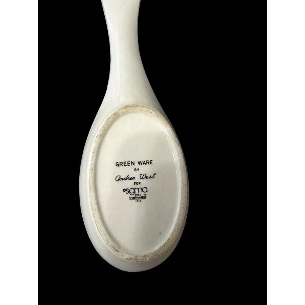 Vtg Green Ware Andrea West For Sigma Cow Spoon Rest 1982 Farmhouse Cottage Core